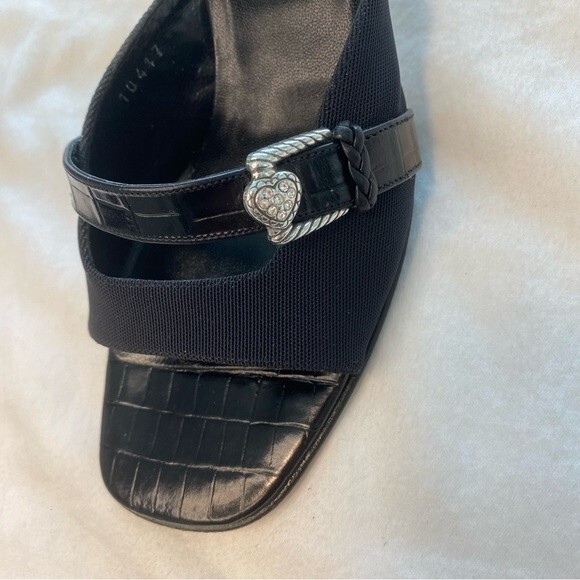 Brighton Renee Black Made In Italy Slide Open Toe Sandal Heels 7.5N - Picture 4 of 11
